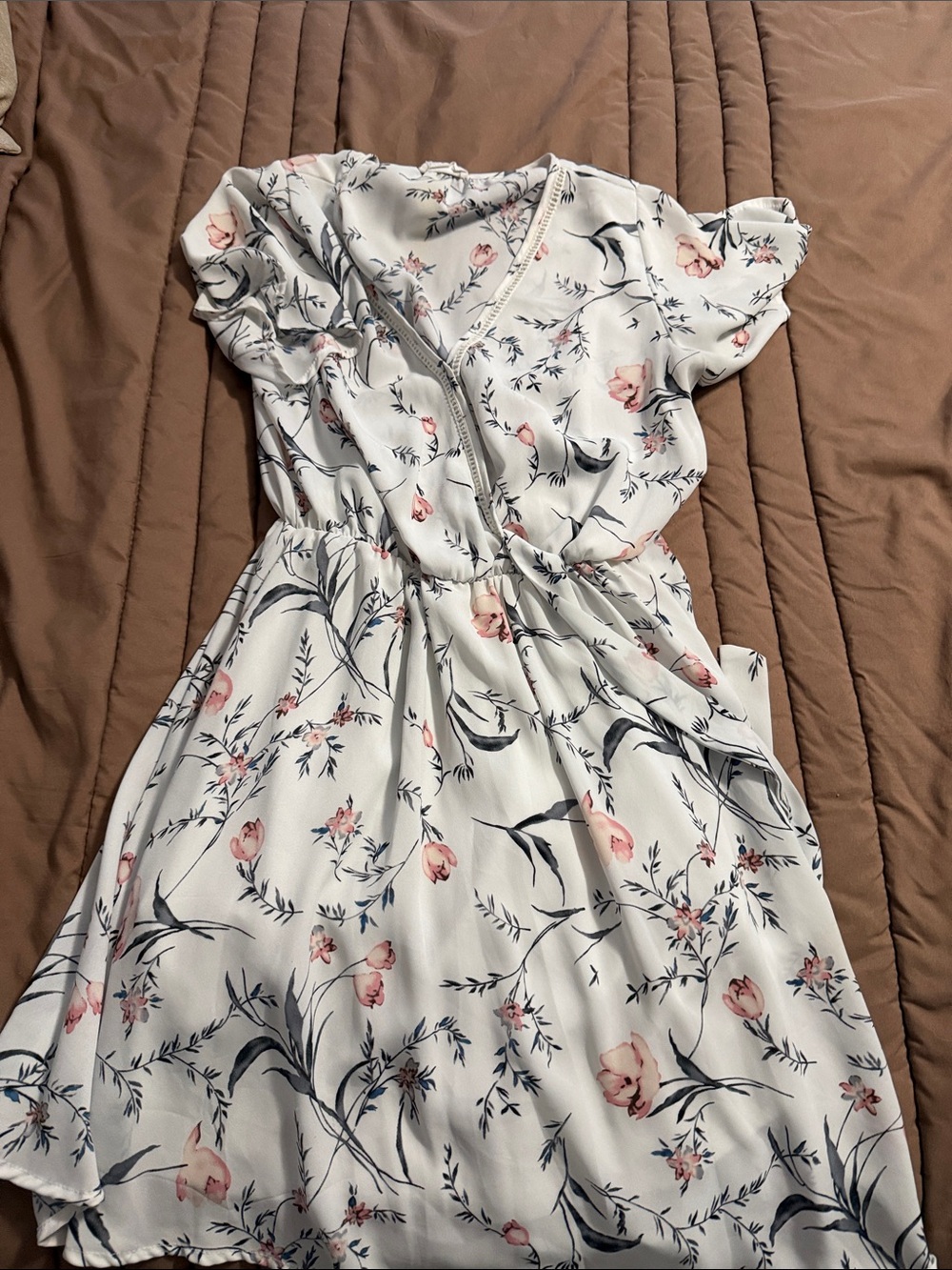 Sienna Sky White Mini Dress with Pink Floral Print